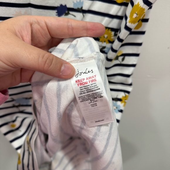 Joules Sleeveless Knee Length Flower Printed Striped Shift Dress Size 10 - Picture 5 of 6